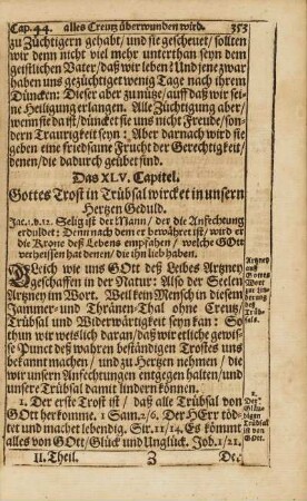 Cap. XLV. Gottes Trost in Trübsal wircket in unsern Hertzen Geduld