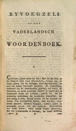 Vaderlandsch Woordenboek : Met Kaarten, Plaaten en Pourtraitten, [37]. Byvoegzels Op Het Vaderlandsch Woordenboek ; C - G