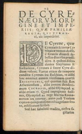 De Cyrenaeorum Origine Et Imperiis: Quae Familiae Regiae, Qui Tyranni, eis imperarint.