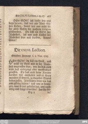 Die CXLVI. Lection. Gehalten Freytags d. 2. Nov. 1725.