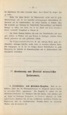 II. Gewinnung und Vertrieb der mineralischen Rohproducte.