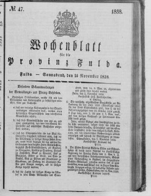 Nr. 47, Ausgabe vom 24. November 1838
