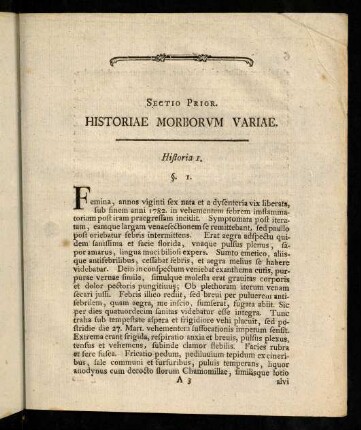 5-11, Sectio Prior. Historiae Morborvm Variae.