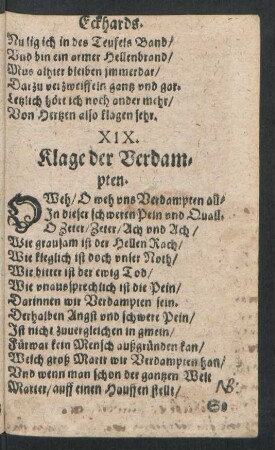 XIX. Klage der Verdampten.