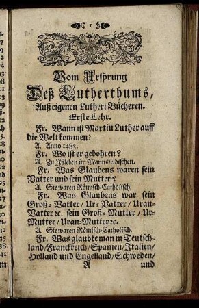 Vom Ursprung Deß Lutherthums, Auß eigenen Lutheri Bücheren.