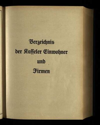 Verzeichnis der Kasseler Einwohner und Firmen