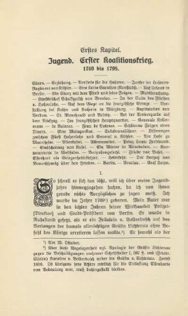 Erstes Kapitel. Jugend. Erster Koalitionskrieg. 1769 bis 1795