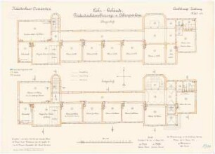 Kadettenhaus, Oranienstein: Lehrgebäude: Grundriss Erdgeschoss Obergeschoss mit Heizungs- und Lüftungsanlage 1:100
