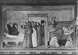 Kapellenausmalung — Szenen der Franziskuslegende — Vision des Bruders Augustin und des Bischofs Guido von Assisi