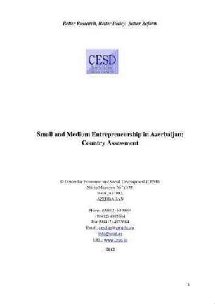 Small and medium entrepreneurship in Azerbaijan : country assessment