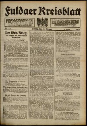 Ausgabe vom Freitag, den 22. Februar 1918.