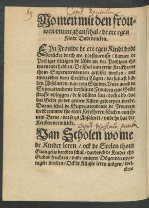 Wo men mit den frouwen umme ghan schal/ de ere egen Kindt Dodt drucken