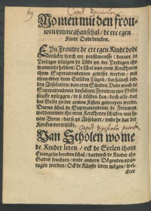 Wo men mit den frouwen umme ghan schal/ de ere egen Kindt Dodt drucken