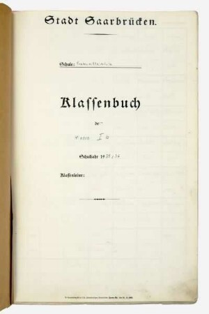 Klassenbuch der Klasse Ib