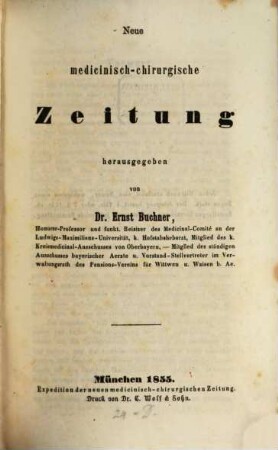 Neue medicinisch-chirurgische Zeitung. 1855, 1855