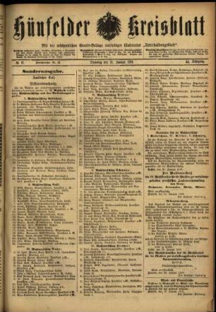 Zweite Ausgabe vom Dienstag, den 21. Januar 1919.