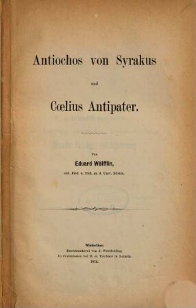 Antiochos von Syrakus und Coelius Antipater