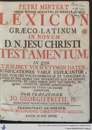 [Provenienz]: Albert-Ludwigs-Universität Freiburg, Exegetisches Seminar, Neutestamentliche Abteilung