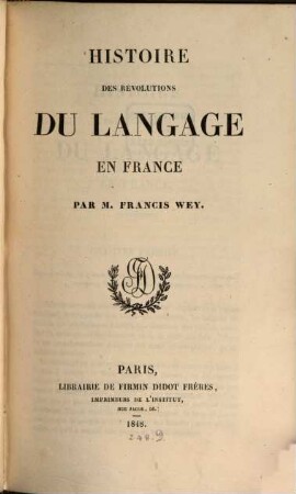 Histoire des révolutions du language en France