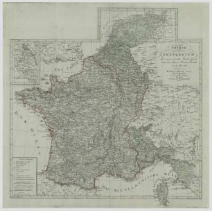 Karte von Frankreich, 1:2 400 000, Kupferstich, 1814