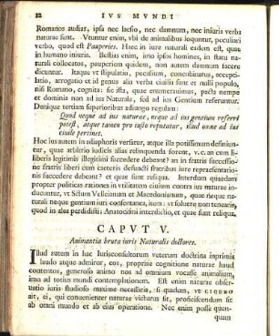 Capvt V. Animantia bruta iuris Naturalis doctores.