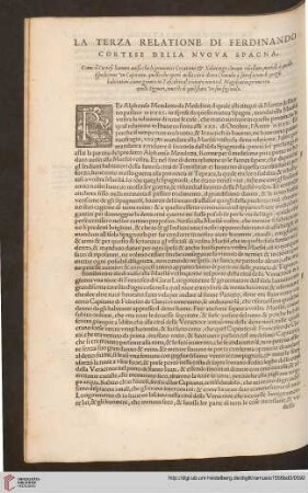La terza relatione di Ferdinando Cortese della Nuova Spagna