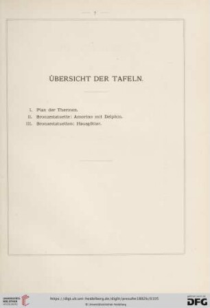 Übersicht der Tafeln