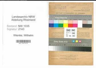 Entnazifizierung Wilhelm Wienke , geb. 17.10.1883 (Bergmann)