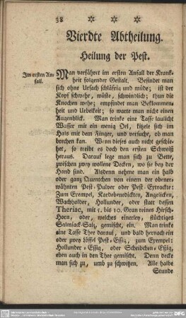 Vierdte Abtheilung. Heilung der Pest