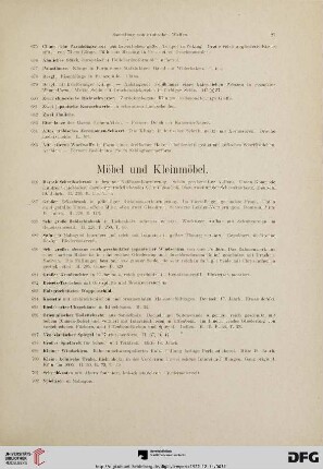 Möbel und Kleinmöbel (Nr. 686-702)