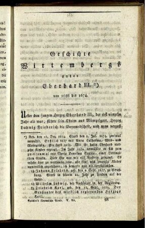 Geschichte Wirtembergs unter Eberhard III. von 1628 bis 1674