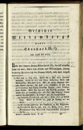 Geschichte Wirtembergs unter Eberhard III. von 1628 bis 1674