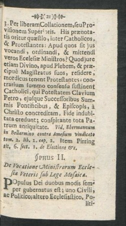 §phus II. De Vocatione Ministrorum Ecclesiae Veteris sub Lege Mosaica