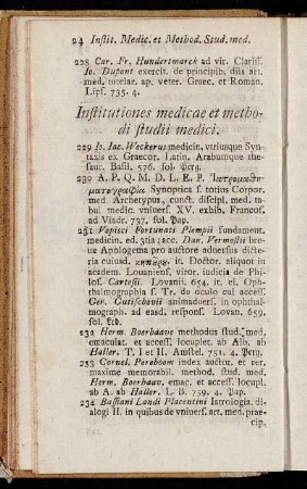 Institutiones medicae et methodi studii medici.