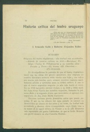 Historia crítica del teatro uruguayo