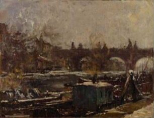 Blick auf die vereiste kleine Weser