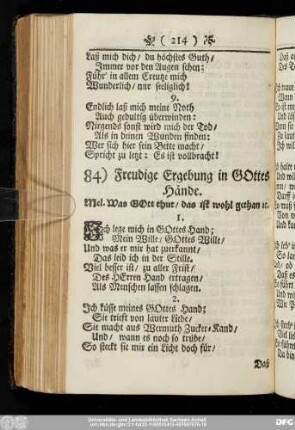 84) Freudige Ergebung in Gottes Hände.