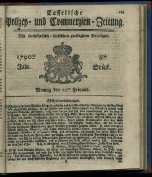 8tes Stueck, Montag den 22ten Februar. 1790