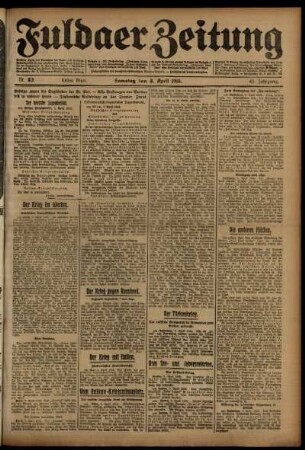 Erste Ausgabe vom Samstag, den 08. April 1916.