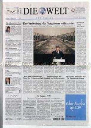 Tageszeitung "Die Welt" u.a. über die Gedenkfeier zum 60. Jahrestag der Befreiung des KZ Auschwitz