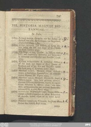 XVI. Historia Magnae Britanniae.