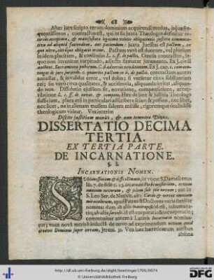 Dissertatio Decima Tertia. De Incarnatione