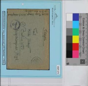 Privat-Feldpostbrief, Schiffsname/Landeinheit: Marine-Nachrichten-Offizier Helgoland; Frankatur, Mi.-Nr.: [Keine]; Poststempel: 15.9.44.; Nebenstempel: Marine-Nachrichten-Offizier Helgoland