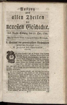 LII. Nachl. Coburg, den 27. Dec. 1755.