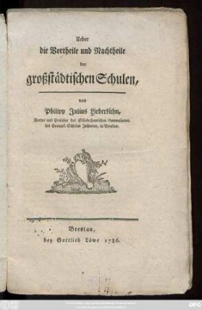 Ueber die Vortheile und Nachtheile der großstädtischen Schulen