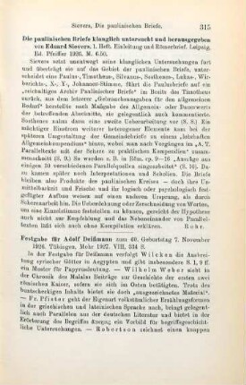 315 [Rezension] Paulus Apostel, Heiliger, Einleitung und Römerbrief