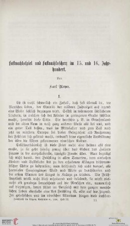 Fastnachtsspiel und Fastnachtsscherz im 15. und 16. Jahrhundert