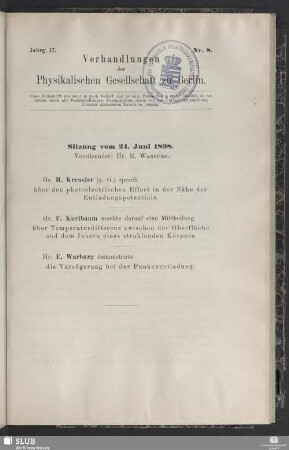 Sitzung vom 24. Juni 1898