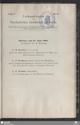 Sitzung vom 24. Juni 1898