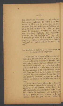 La ciudadanía natural y la existencia de la nacionalidad argentina